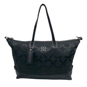 Coach Black Canvas Leather Julia OP Art Shoulder Tote Bag 14963